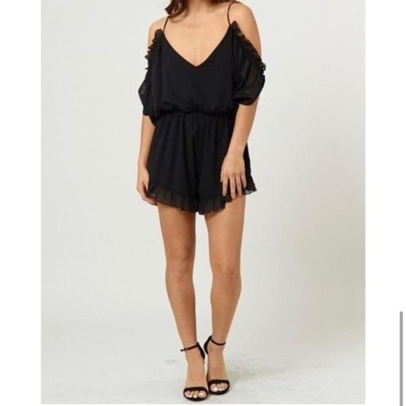 Sienna Sky Pants - Off-Shoulder One-Piece Romper in black